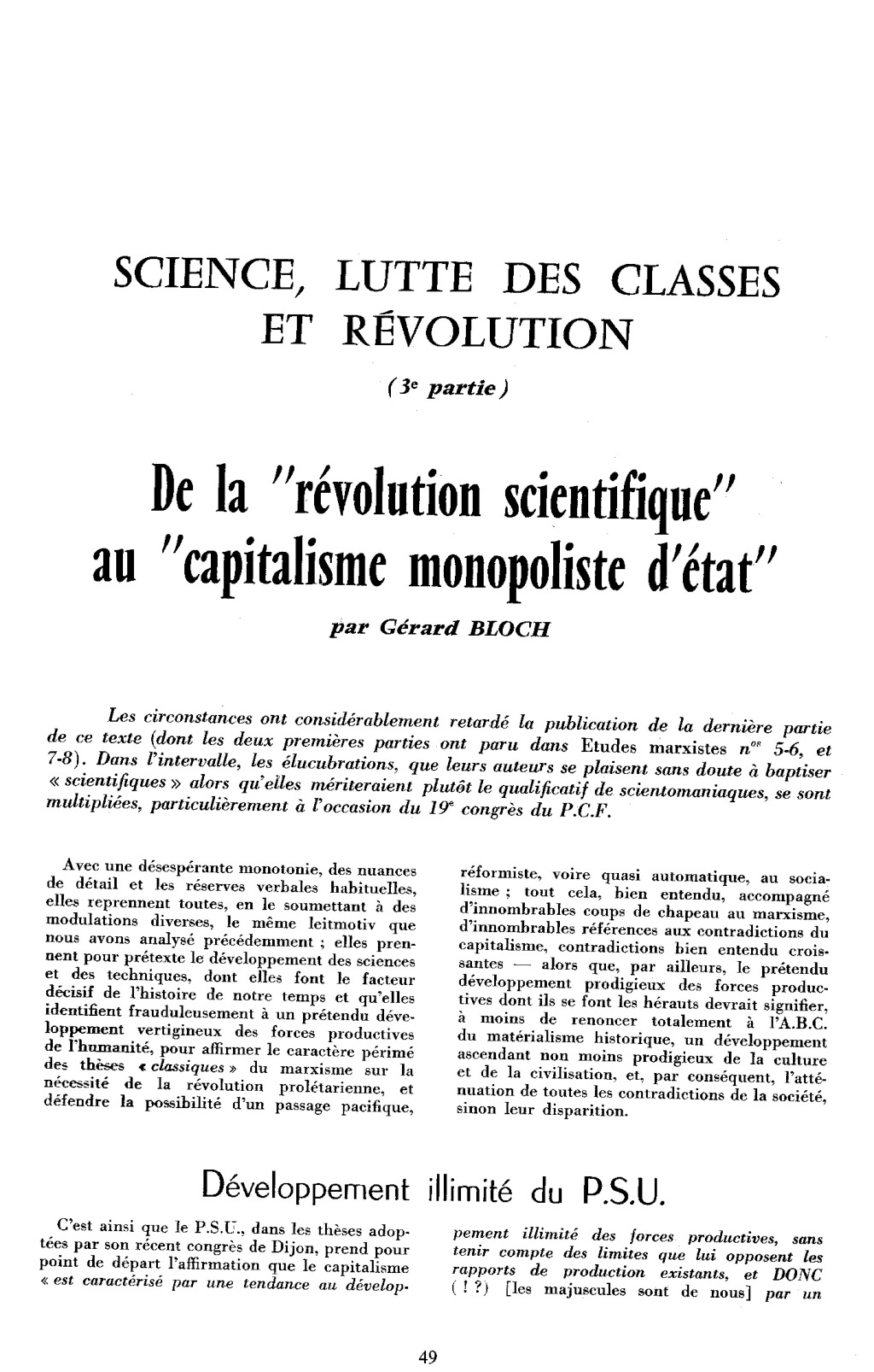 Bloch 3 science lutte des classes et r volution 3 c e r m t r i